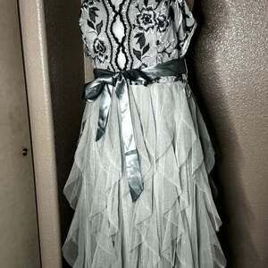 Amy Jane London Sofia Tulle Ruffled Maxi Dress in Gray